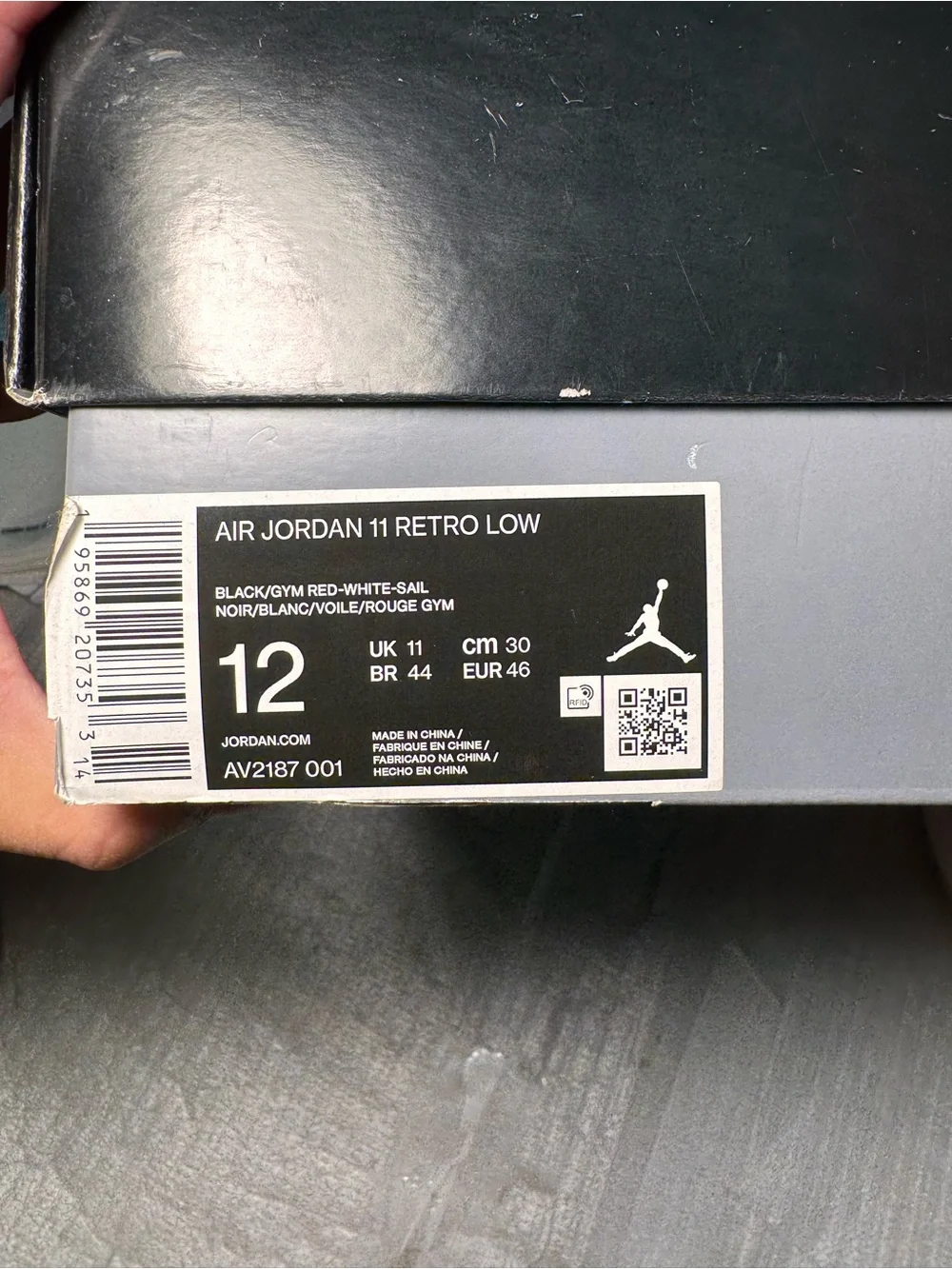 AV2187-001 Nike Air Jordan 11 Retro Low 72-10 Black Gym Red White Sail Men's 12